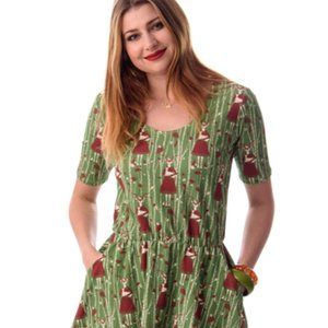 Cute skater dress with deer in forest themed print